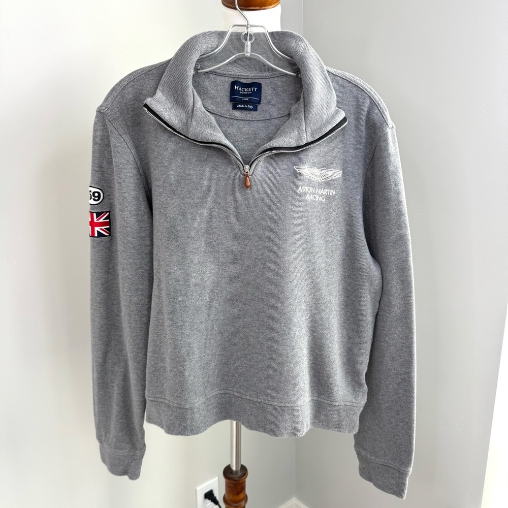 Hackett London Aston Martin Racing Pullover Large Mock Turtleneck 1/4 Zip - Picture 8 of 15